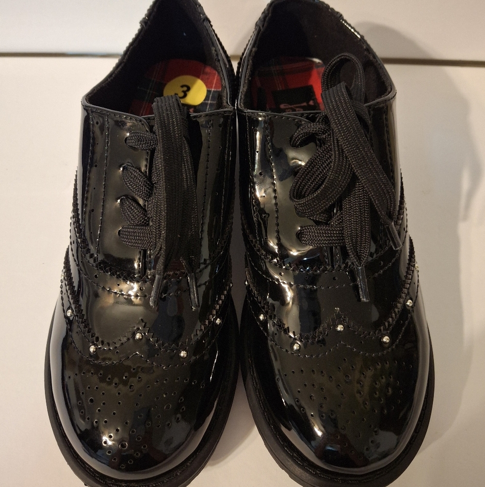 JELLY POP GIRLS BLACK PATENT OXFORD (SKU048)